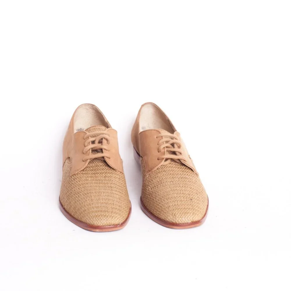 Vintage 1970s Thatched Woven & Suede Cutout Oxfords - Picture 9 of 12